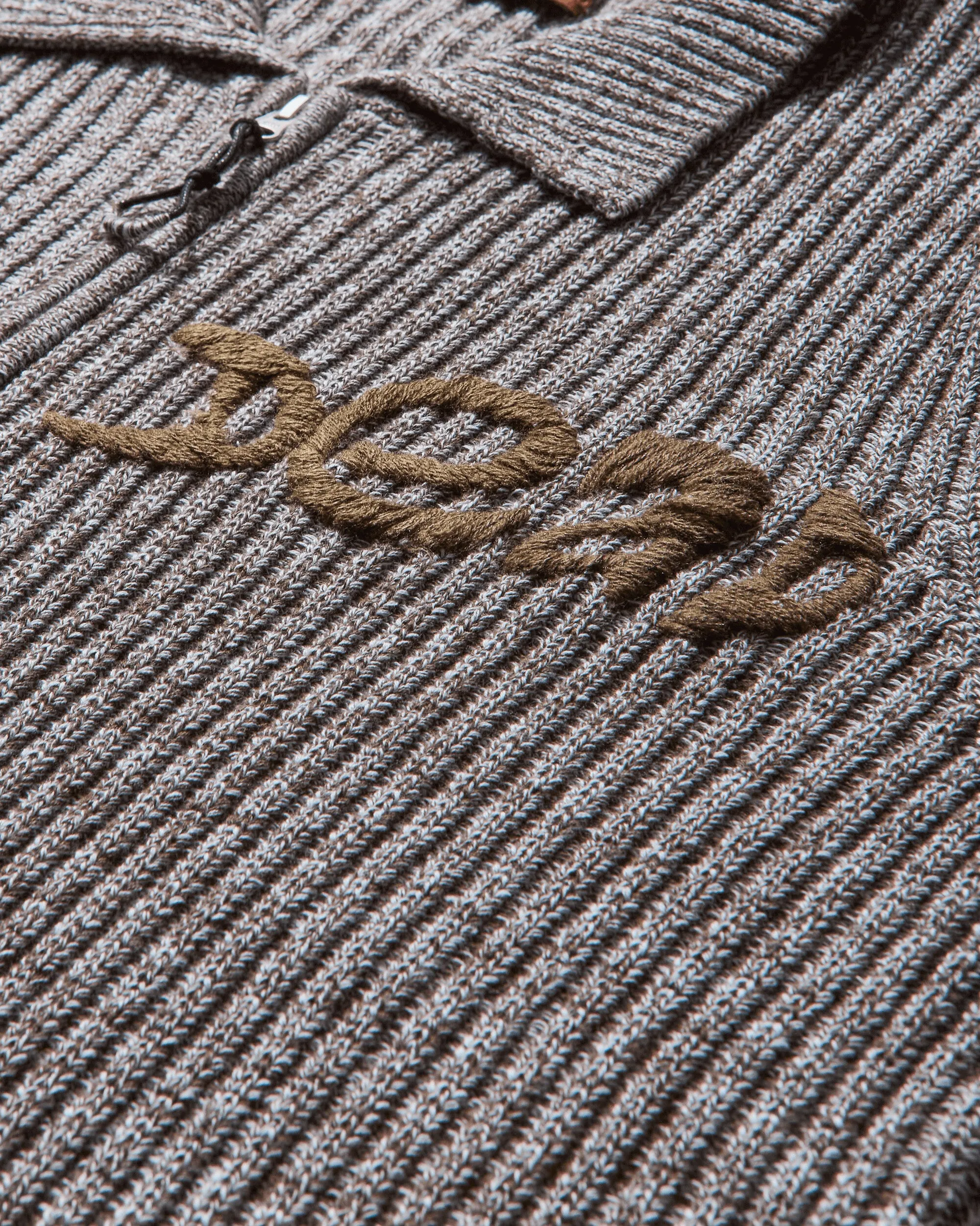 Men's Rib Knit Cardigan Brown