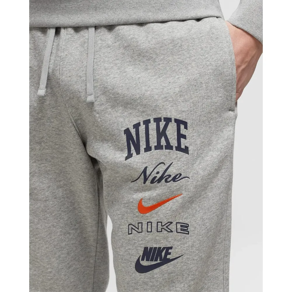 Nike Club Fleece Cuffed Pant Dark Grey Heather/Safety Orange  FN2643-063 Men's