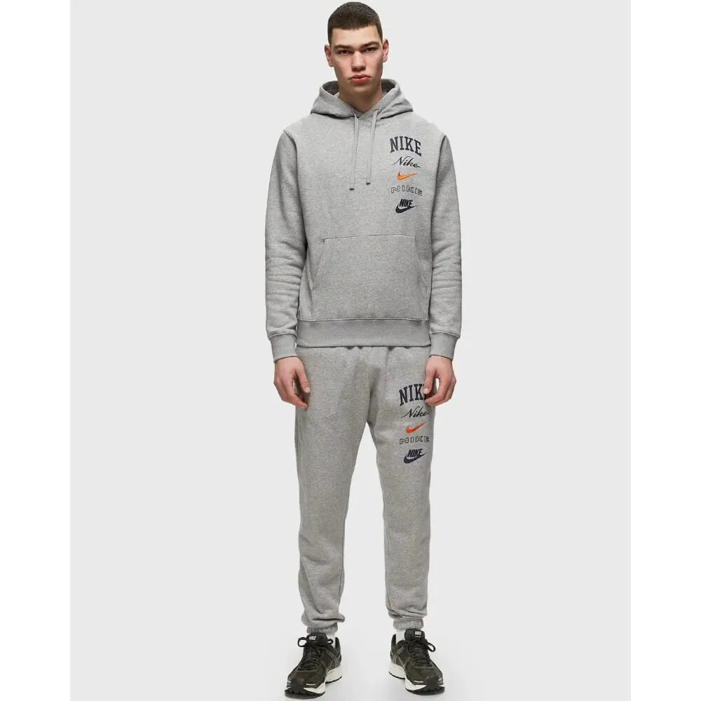 Nike Club Fleece Cuffed Pant Dark Grey Heather/Safety Orange  FN2643-063 Men's