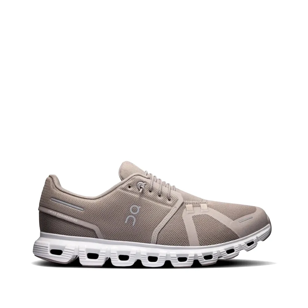 On Men's Cloud 6 Sneaker in Fog/White