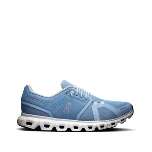 On Women's Cloud 6 Sneaker in Chambray/White