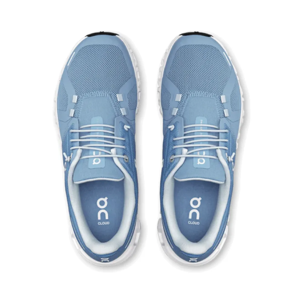 On Women's Cloud 6 Sneaker in Chambray/White