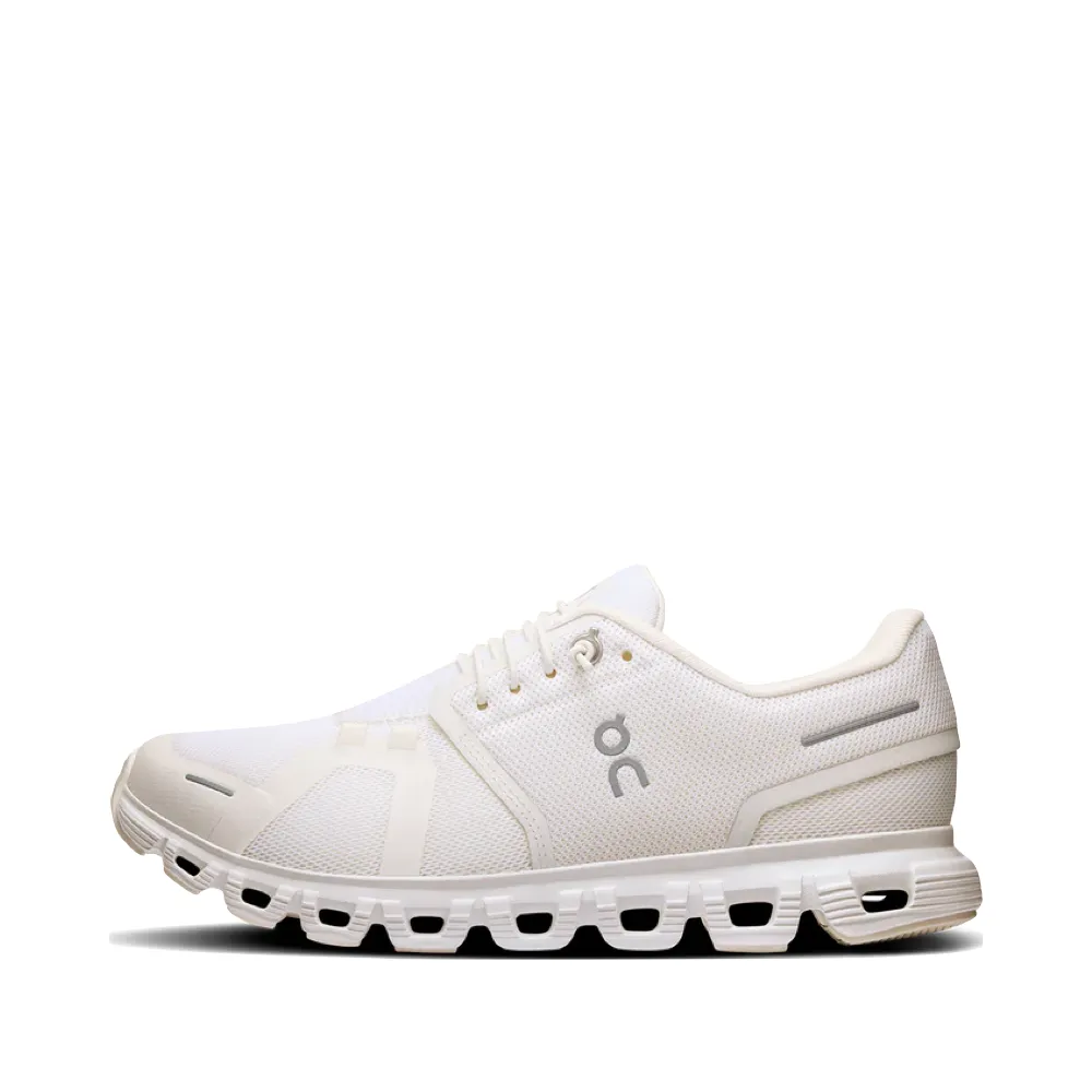 On Women's Cloud 6 Sneaker in White/White