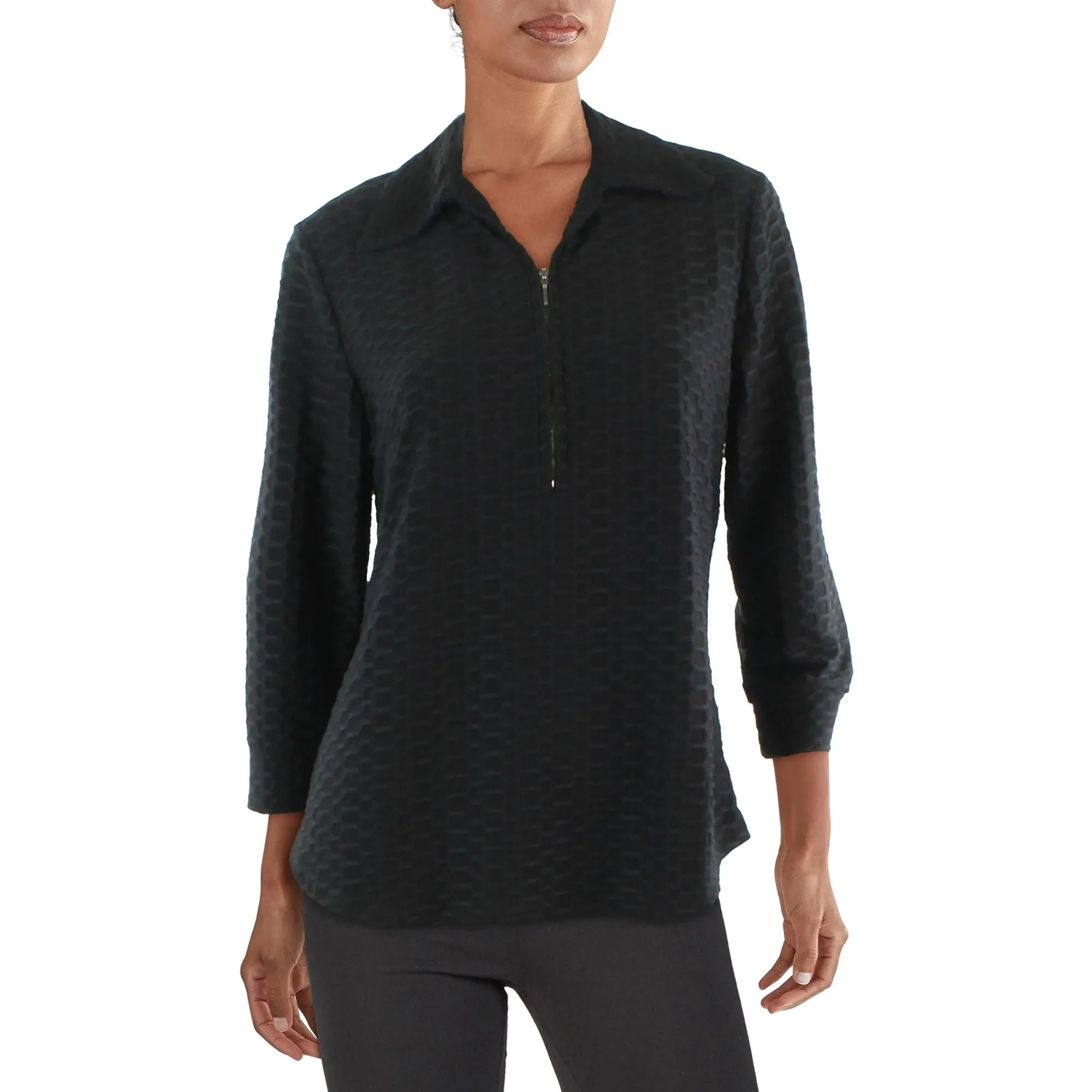 Petites Womens Gym Fitness 1/2 Zip Top
