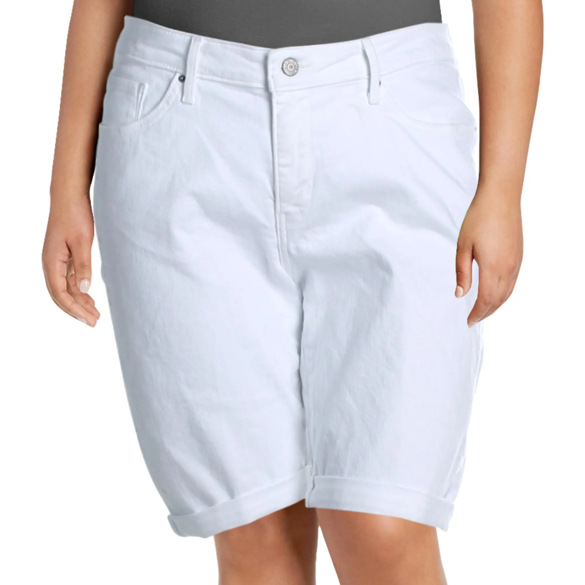 Plus Womens Embroidered Mid Rise Bermuda Shorts