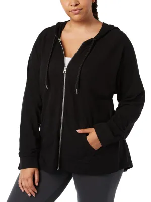 Plus Womens Zip-Up Ruched Hoodie
