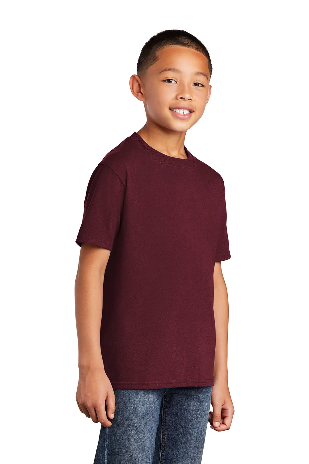Port & Company Youth Core Short Sleeve Crewneck T-Shirt - Athletic Maroon
