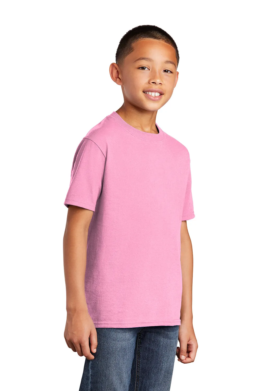 Port & Company Youth Core Short Sleeve Crewneck T-Shirt - Candy Pink