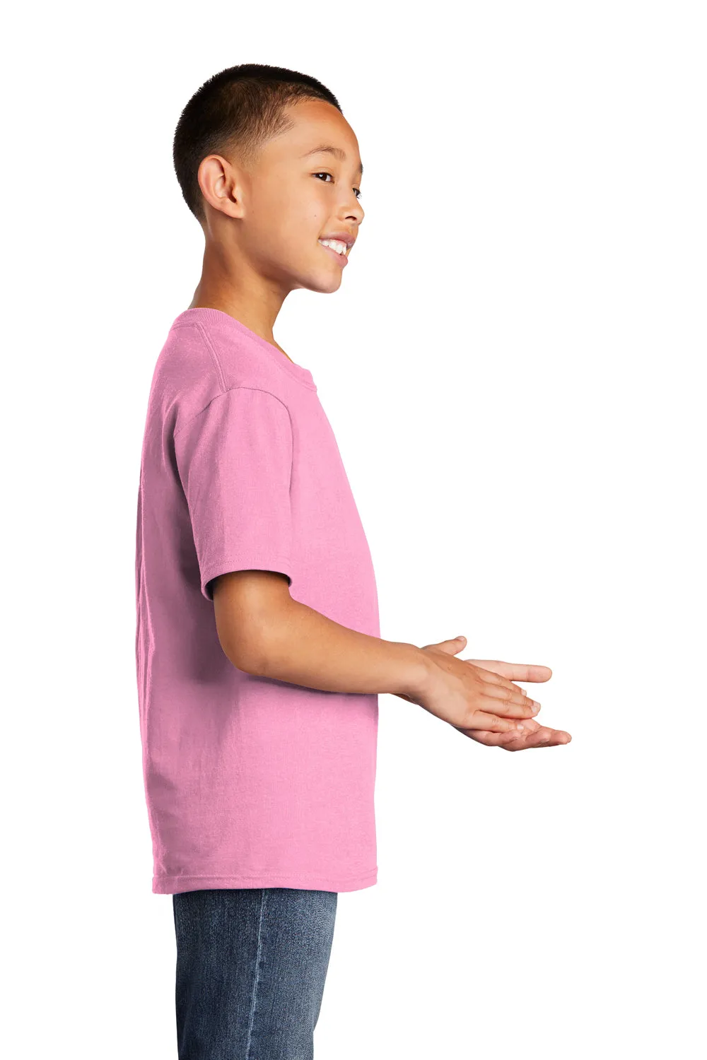 Port & Company Youth Core Short Sleeve Crewneck T-Shirt - Candy Pink