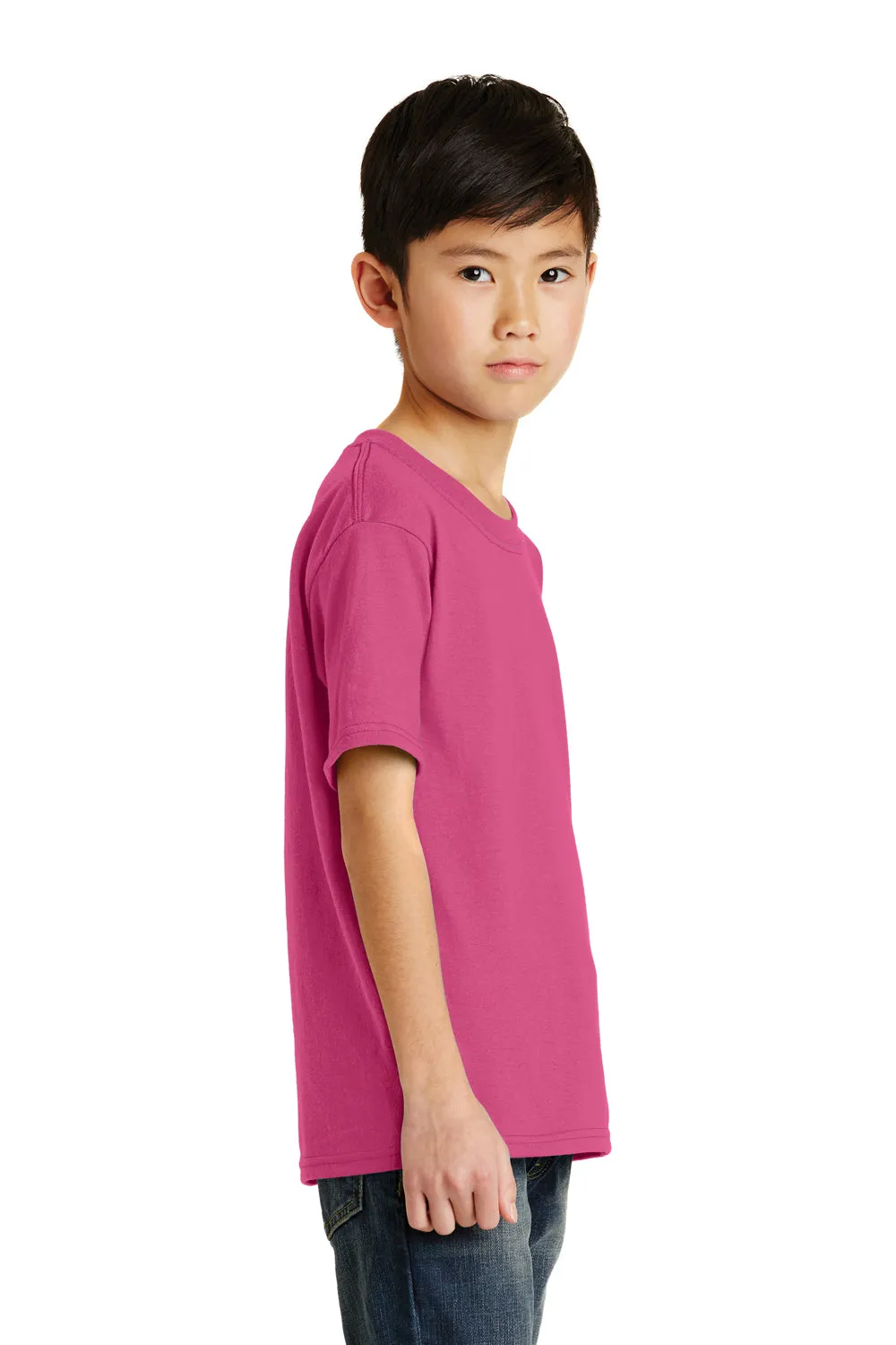 Port & Company Youth Core Short Sleeve Crewneck T-Shirt - Sangria Pink