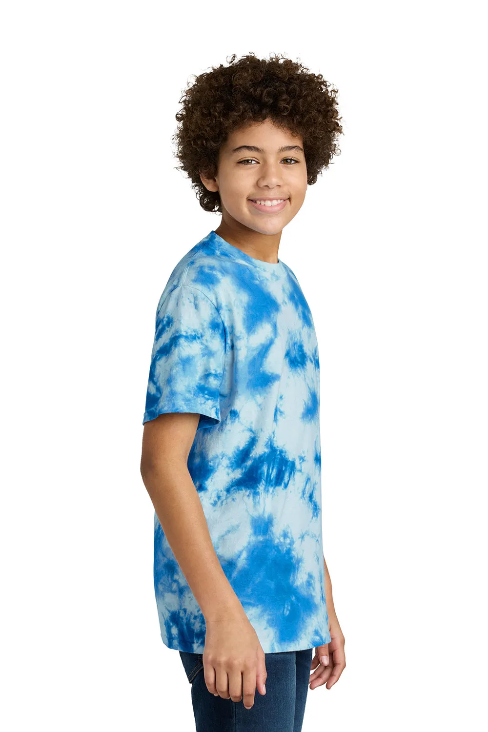 Port & Company Youth Crystal Tie-Dye Short Sleeve Crewneck T-Shirt - True Royal Blue