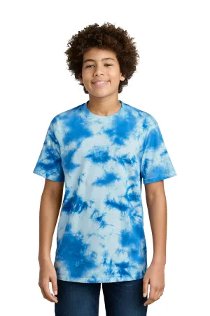 Port & Company Youth Crystal Tie-Dye Short Sleeve Crewneck T-Shirt - True Royal Blue