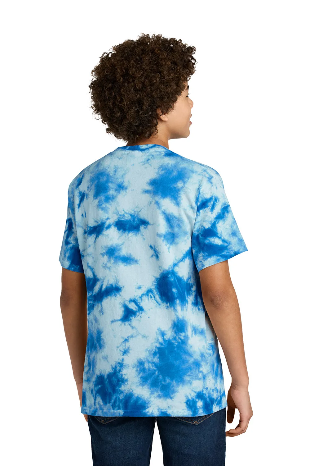 Port & Company Youth Crystal Tie-Dye Short Sleeve Crewneck T-Shirt - True Royal Blue