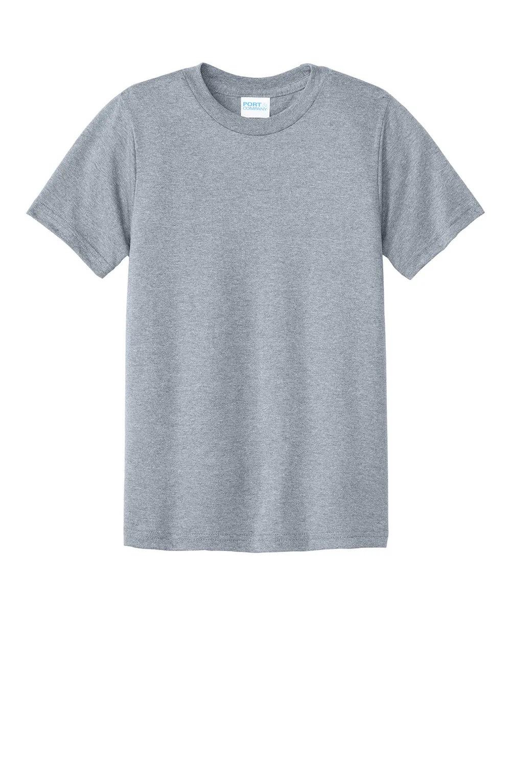 Port & Company Youth CVC Short Sleeve Crewneck T-Shirt - Heather Grey