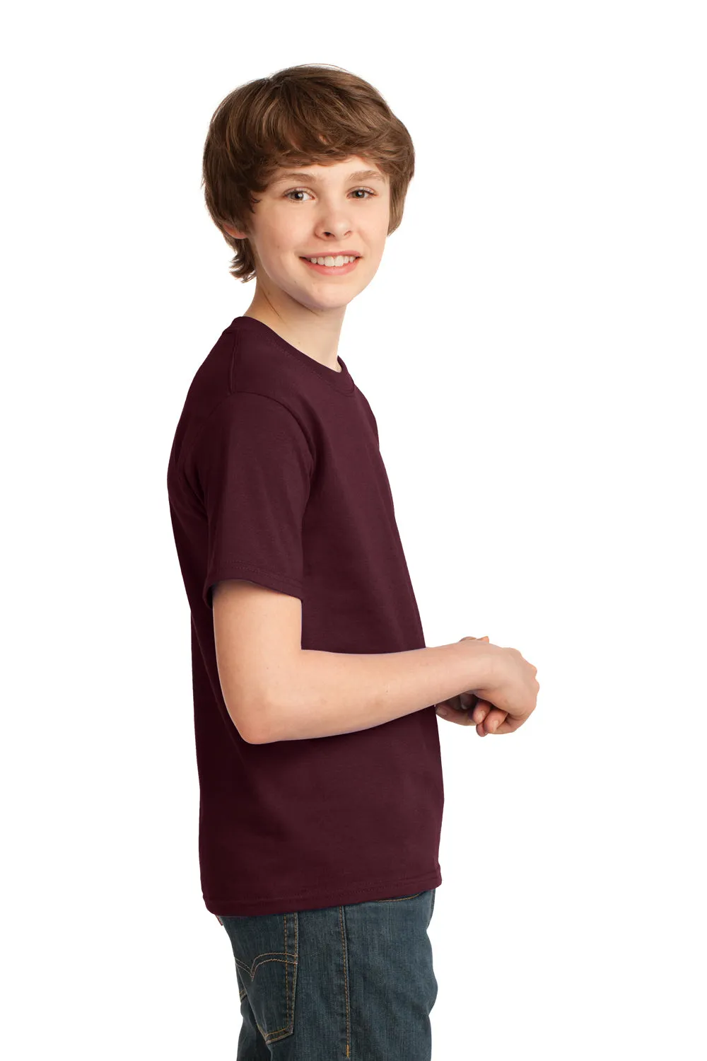 Port & Company Youth Essential Short Sleeve Crewneck T-Shirt - Athletic Maroon