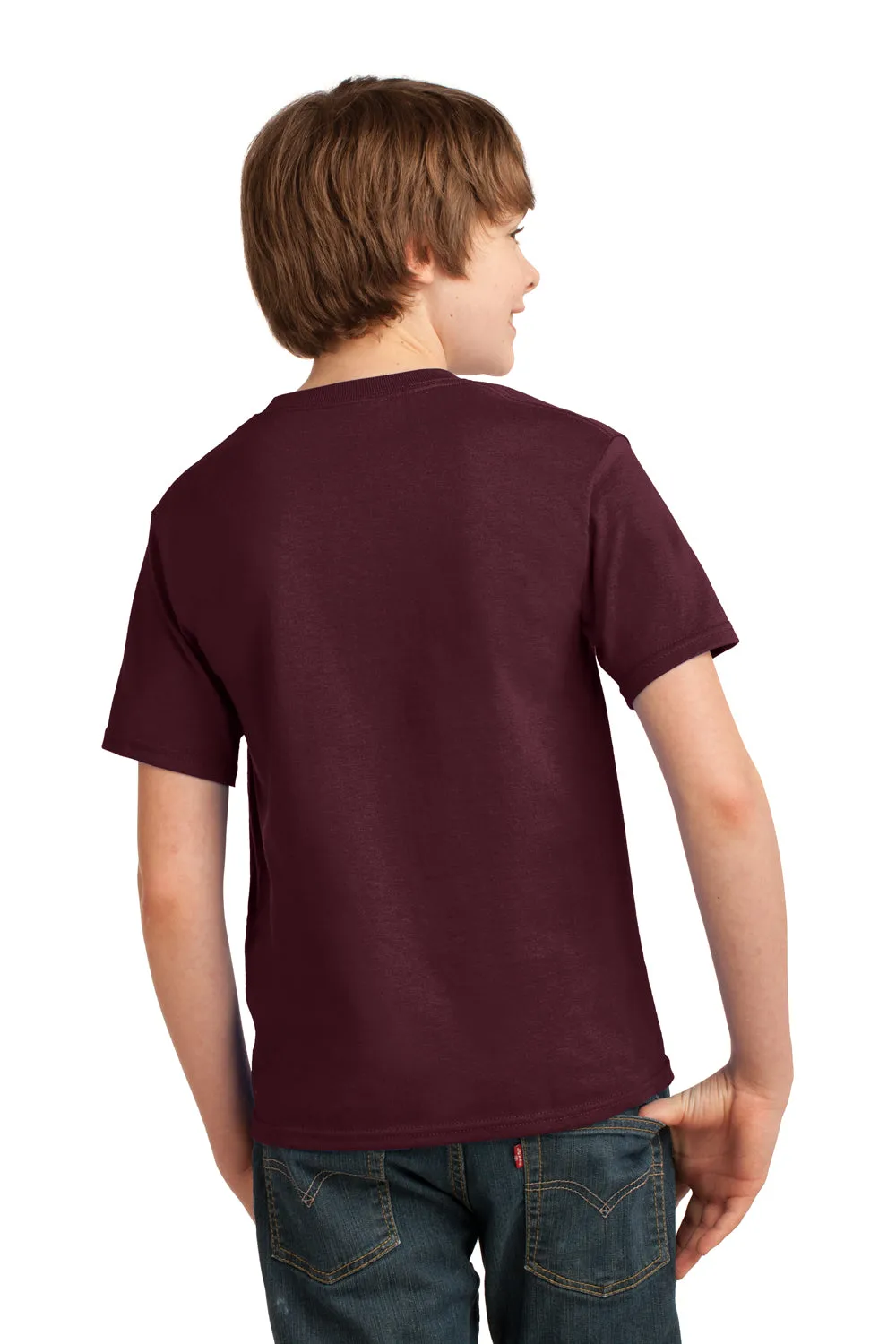 Port & Company Youth Essential Short Sleeve Crewneck T-Shirt - Athletic Maroon