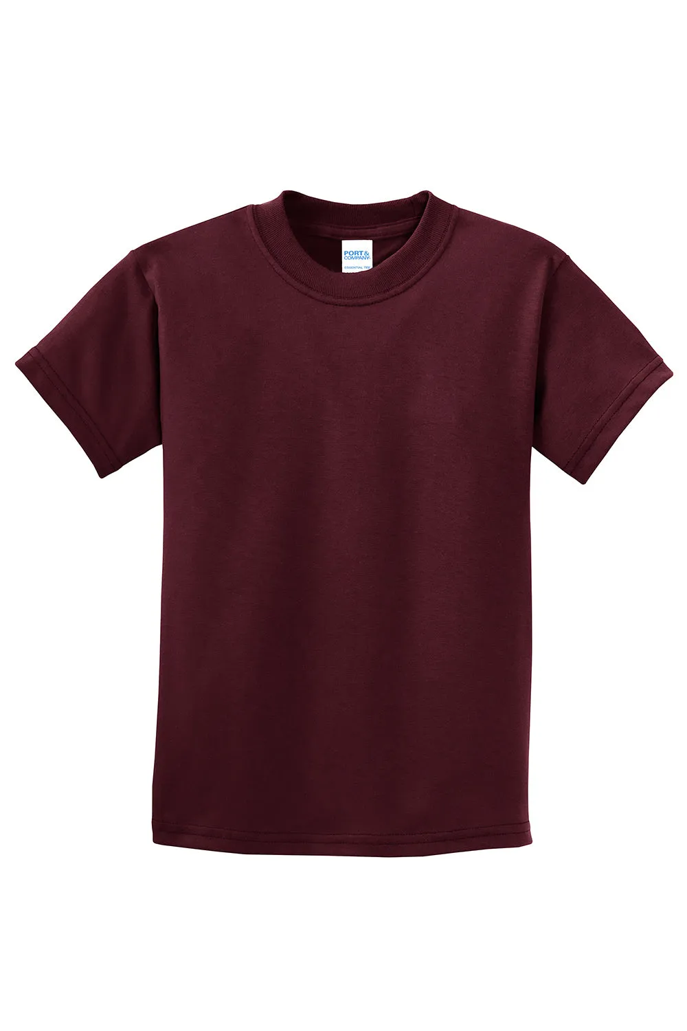 Port & Company Youth Essential Short Sleeve Crewneck T-Shirt - Athletic Maroon