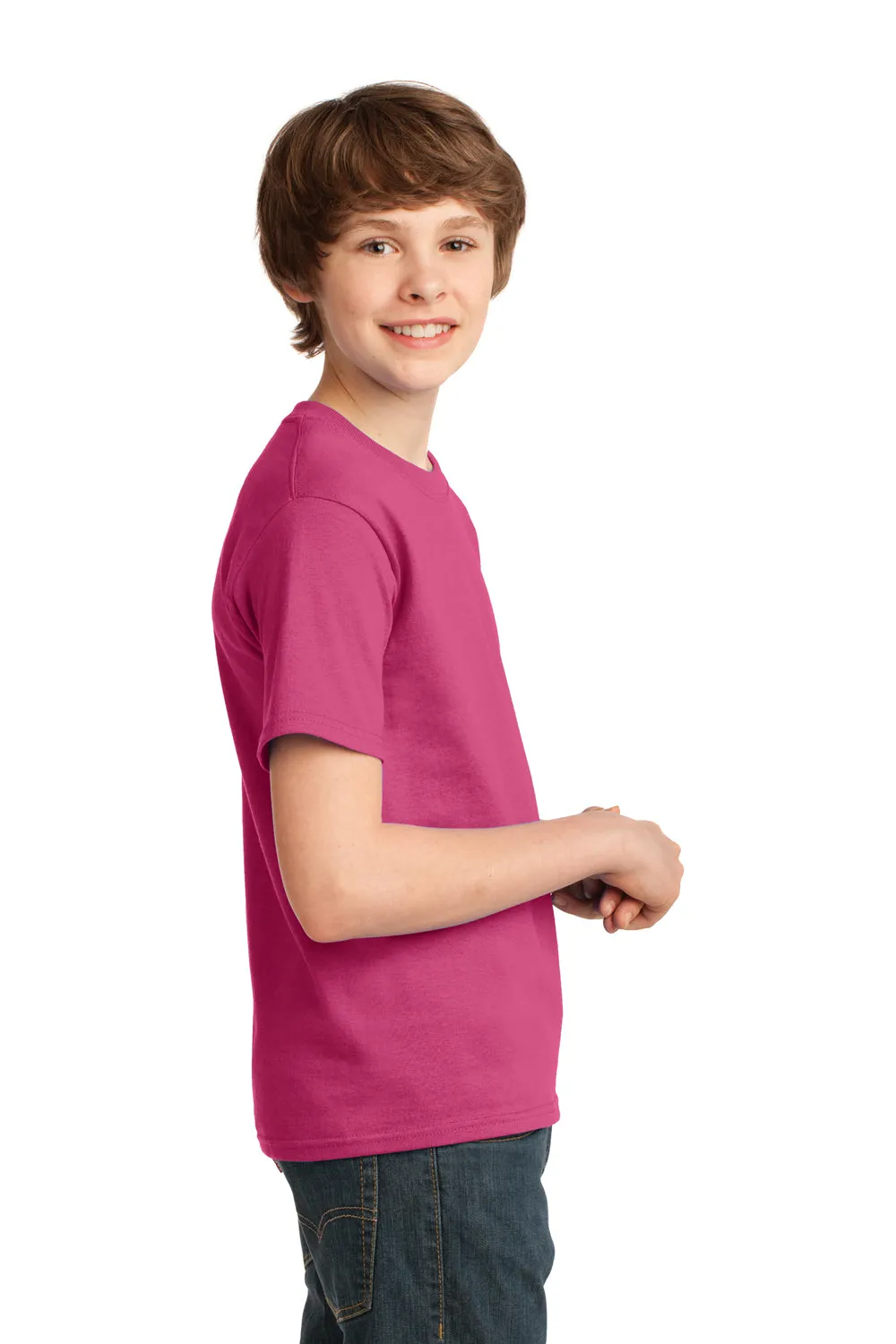 Port & Company Youth Essential Short Sleeve Crewneck T-Shirt - Sangria Pink