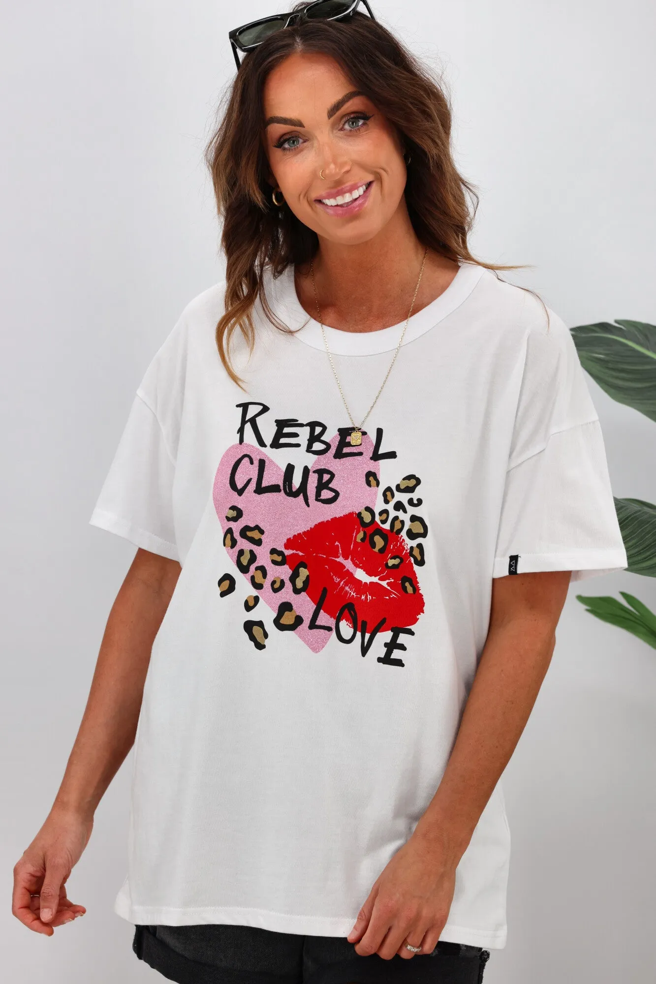 Rebel Club by Shine On Sweetheart Boyfriend Tee White