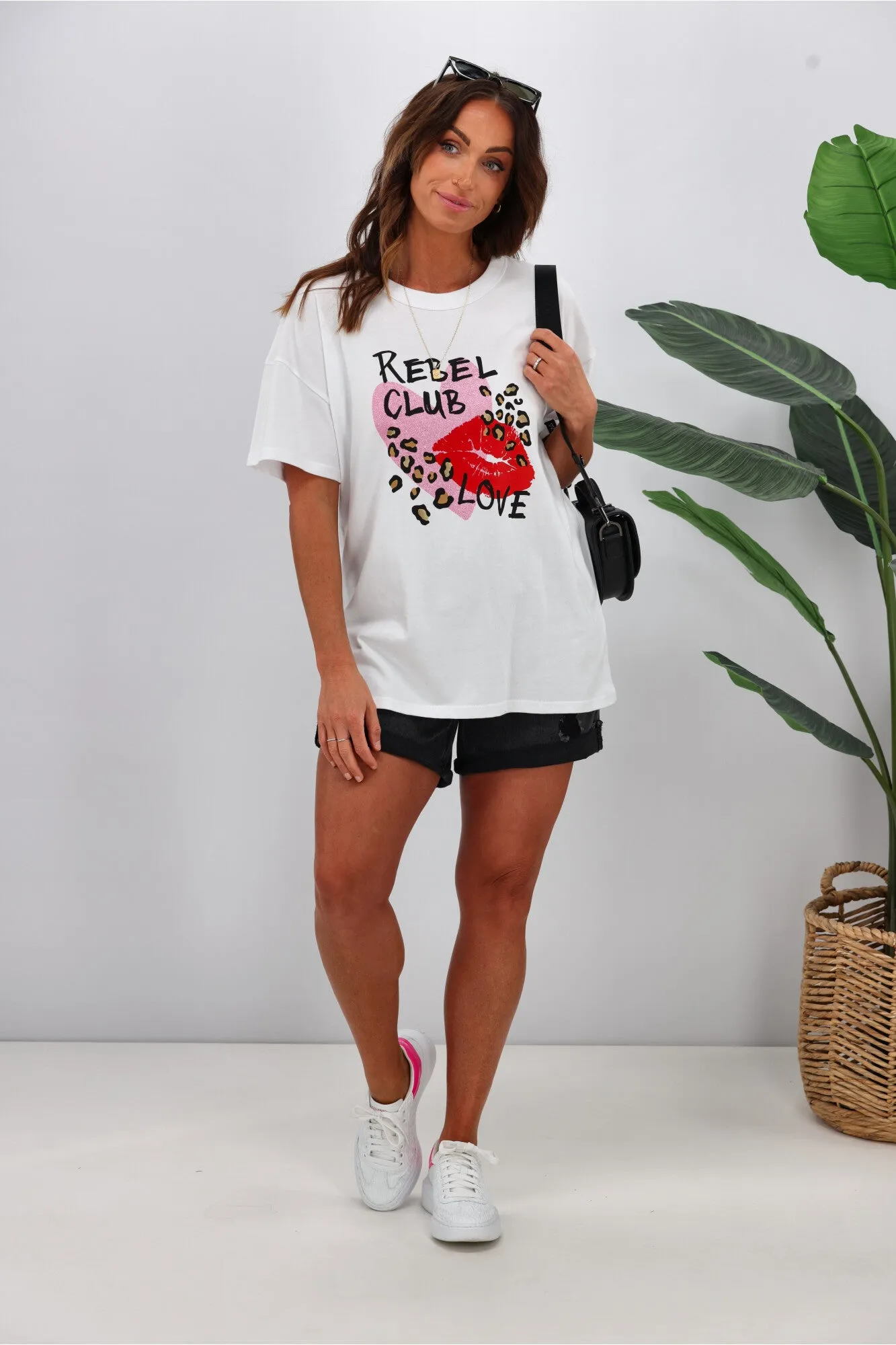 Rebel Club by Shine On Sweetheart Boyfriend Tee White