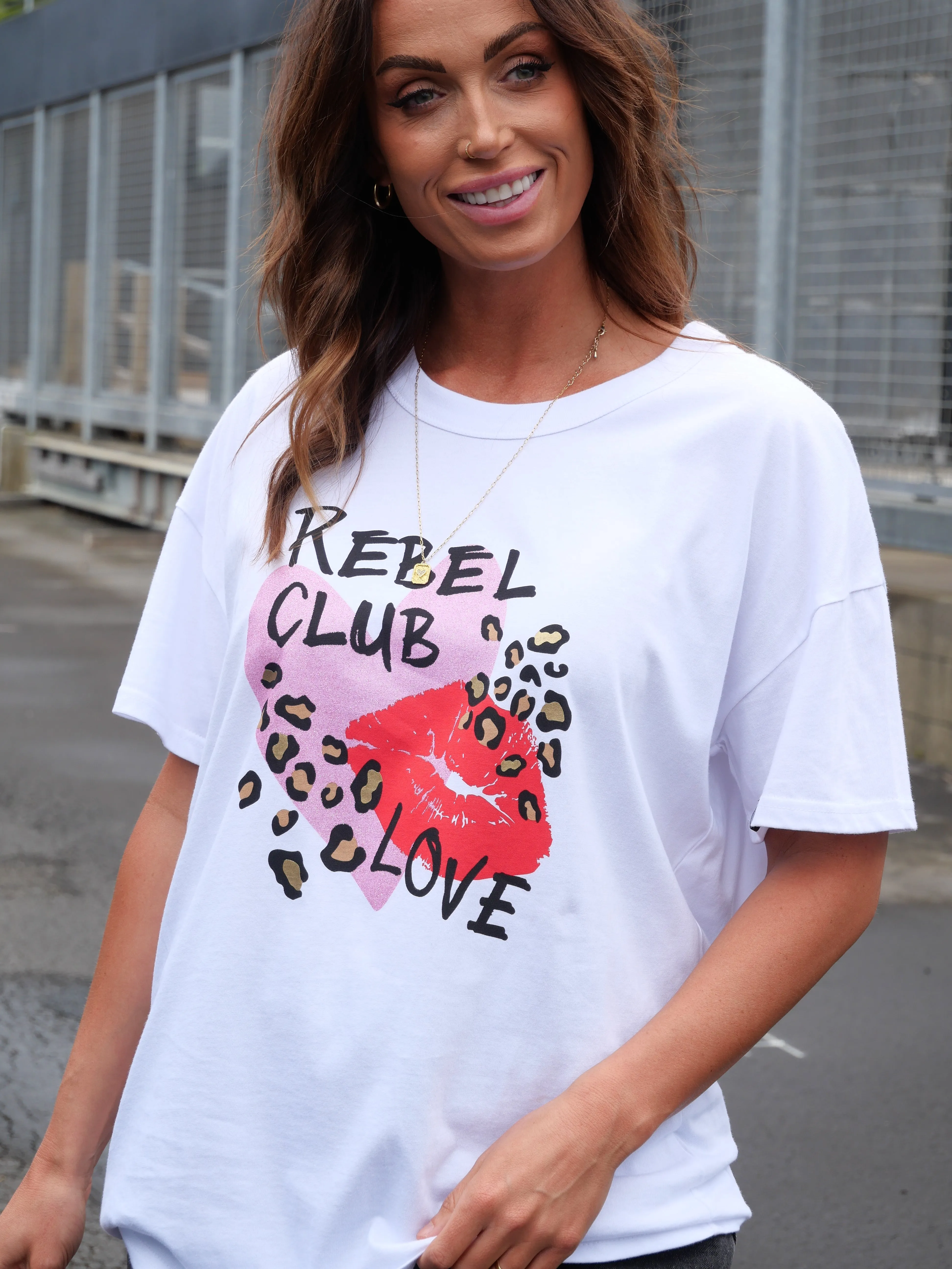 Rebel Club by Shine On Sweetheart Boyfriend Tee White