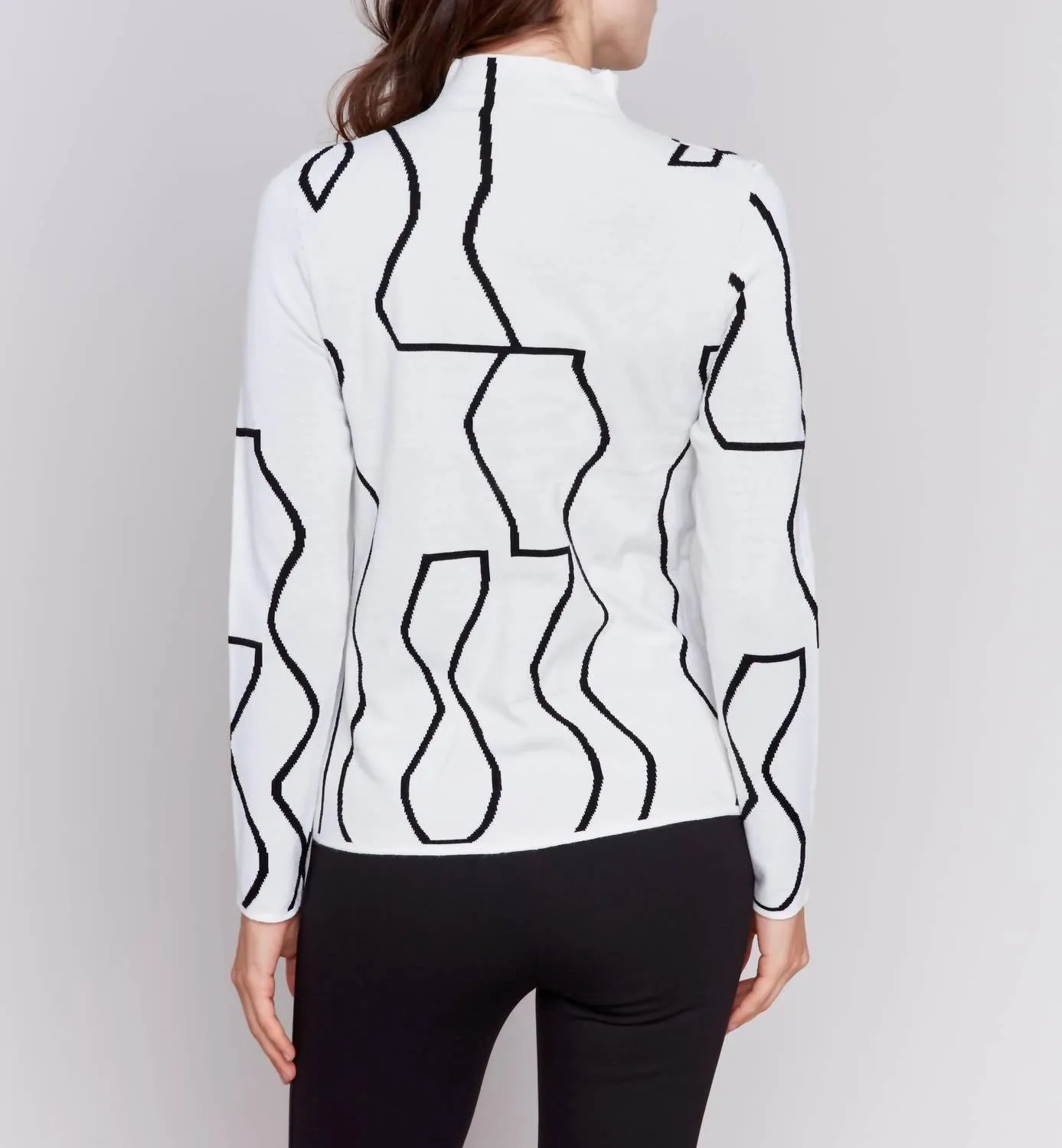 Reversible Mock Neck Fitted Sweater In Black/white