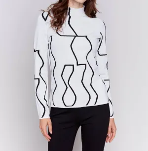 Reversible Mock Neck Fitted Sweater In Black/white