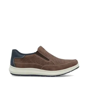 Rieker Men's Reinhard 52 Perfed Slip On in Tan Fuchs/Midnight