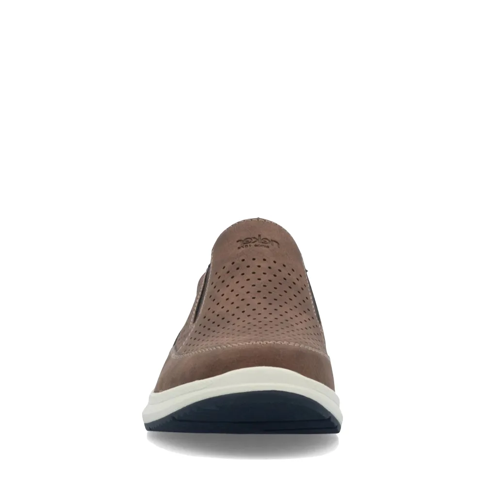 Rieker Men's Reinhard 52 Perfed Slip On in Tan Fuchs/Midnight