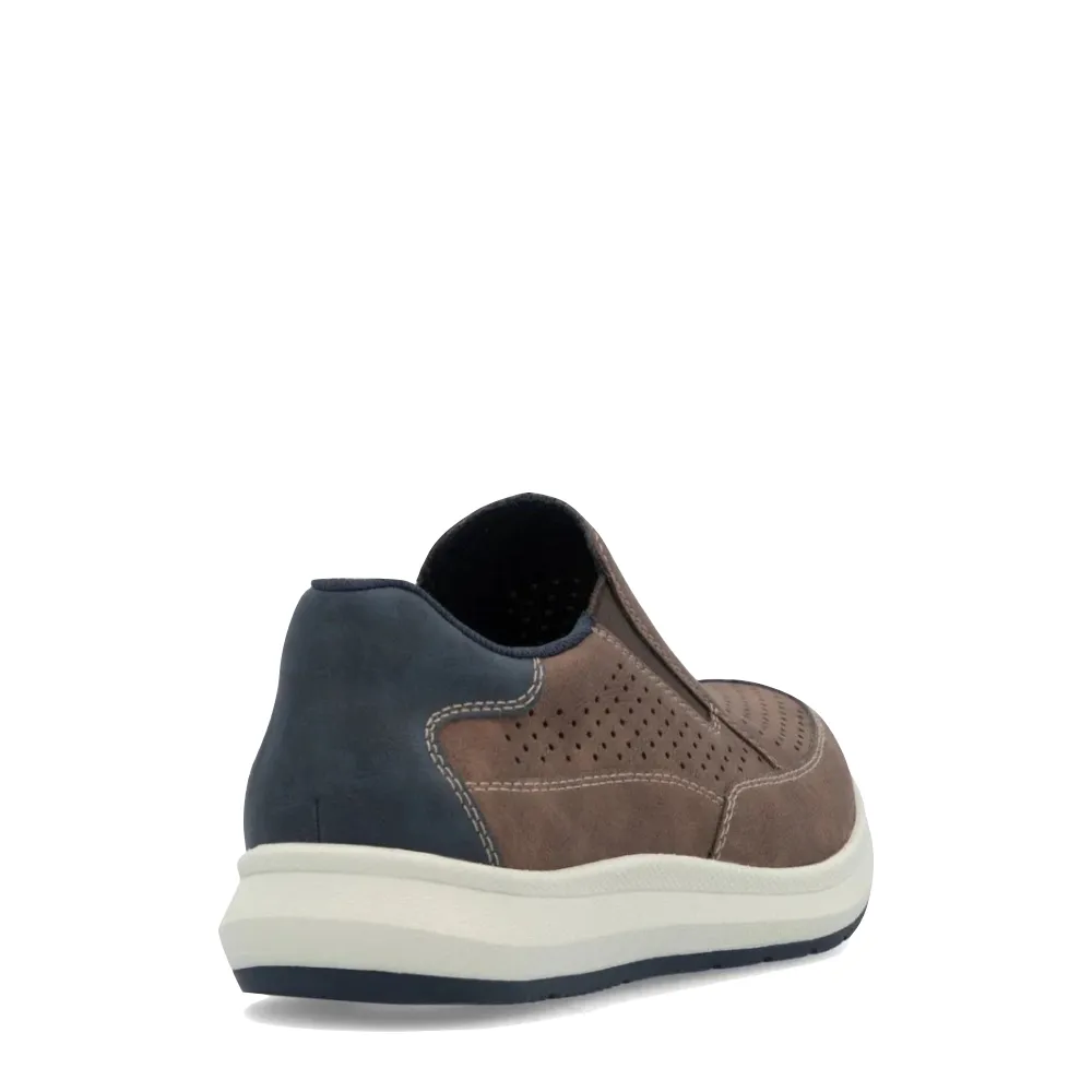 Rieker Men's Reinhard 52 Perfed Slip On in Tan Fuchs/Midnight