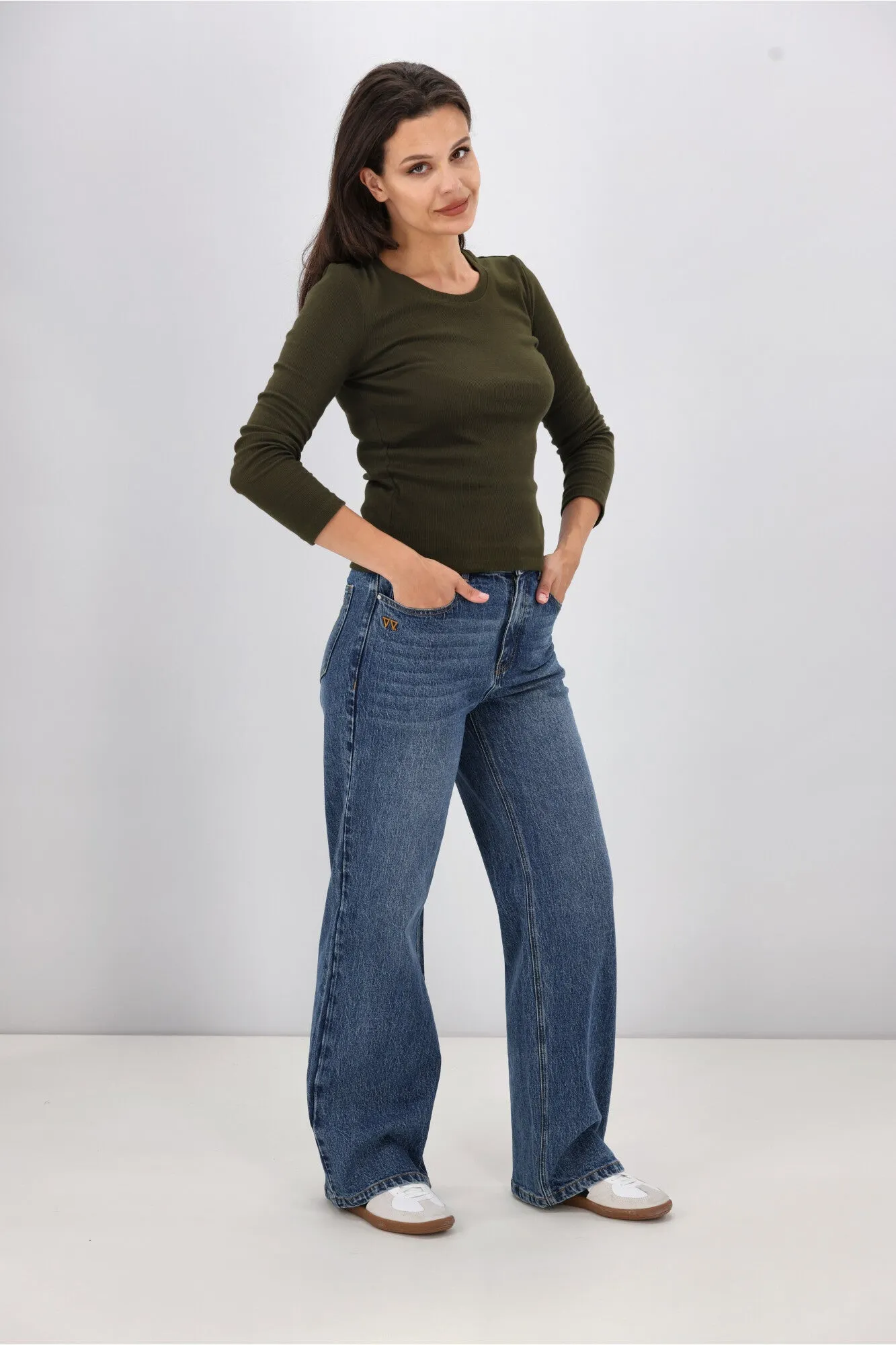 Shine On Essentials Rib Long Sleeve Olive
