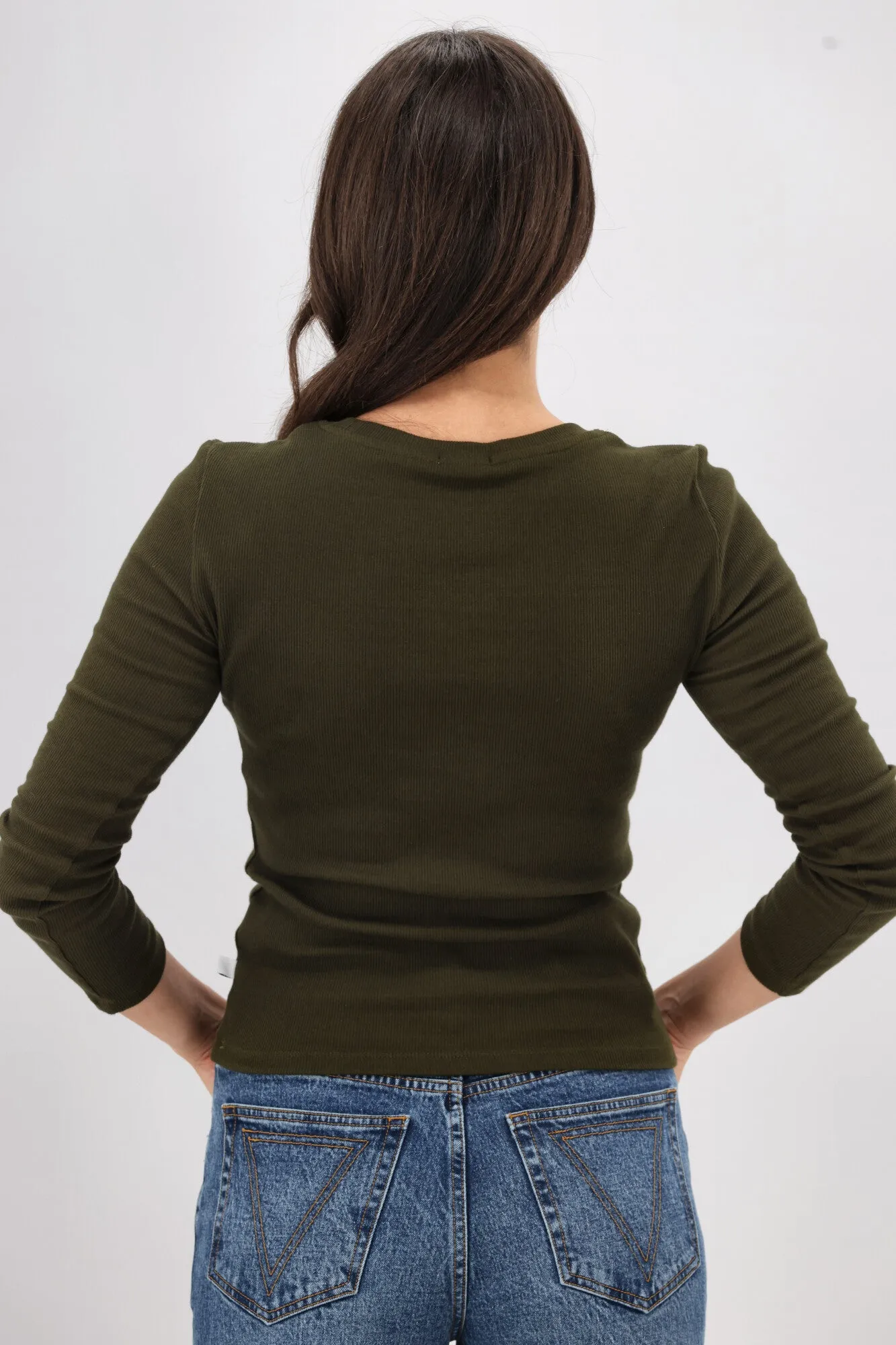 Shine On Essentials Rib Long Sleeve Olive