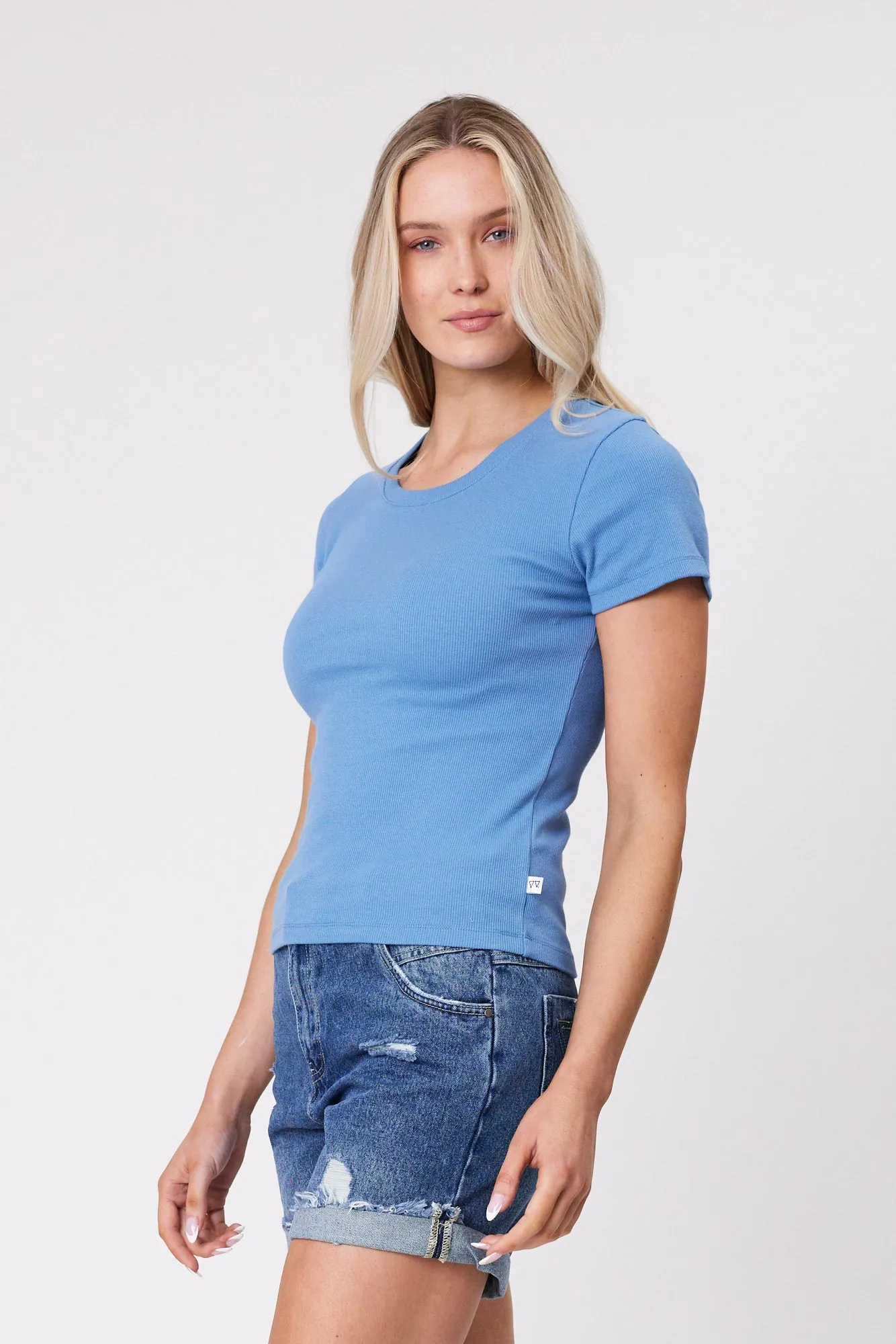 Shine On Essentials Rib Tee Blue