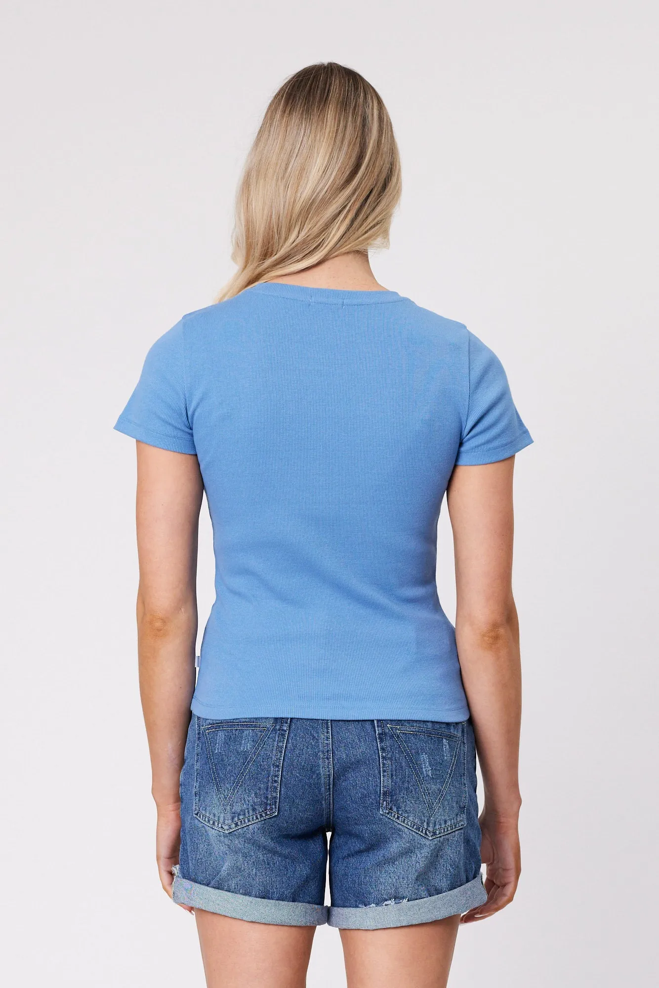 Shine On Essentials Rib Tee Blue