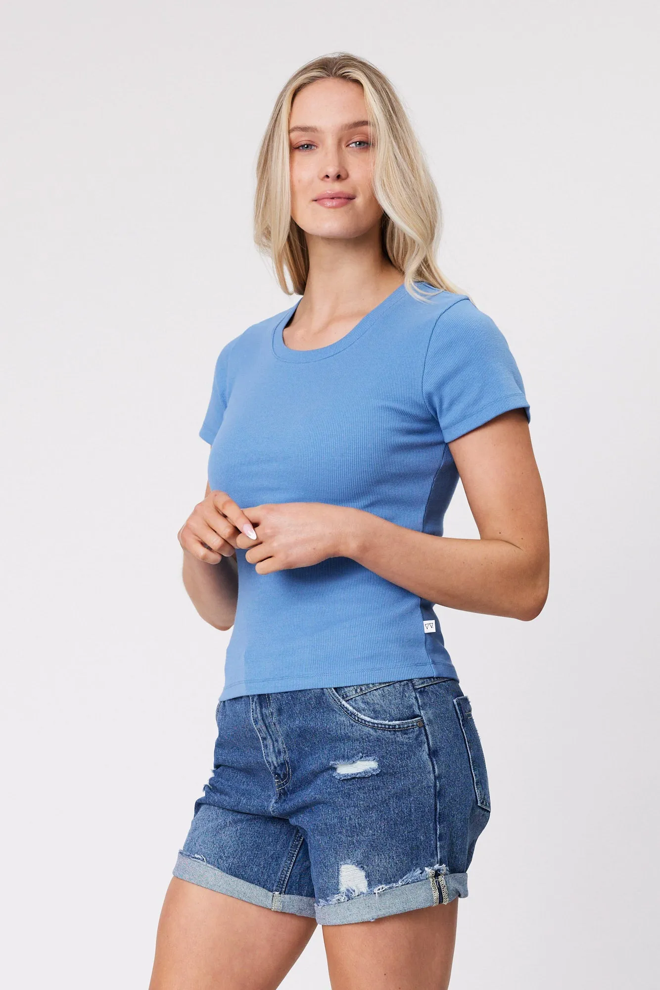 Shine On Essentials Rib Tee Blue