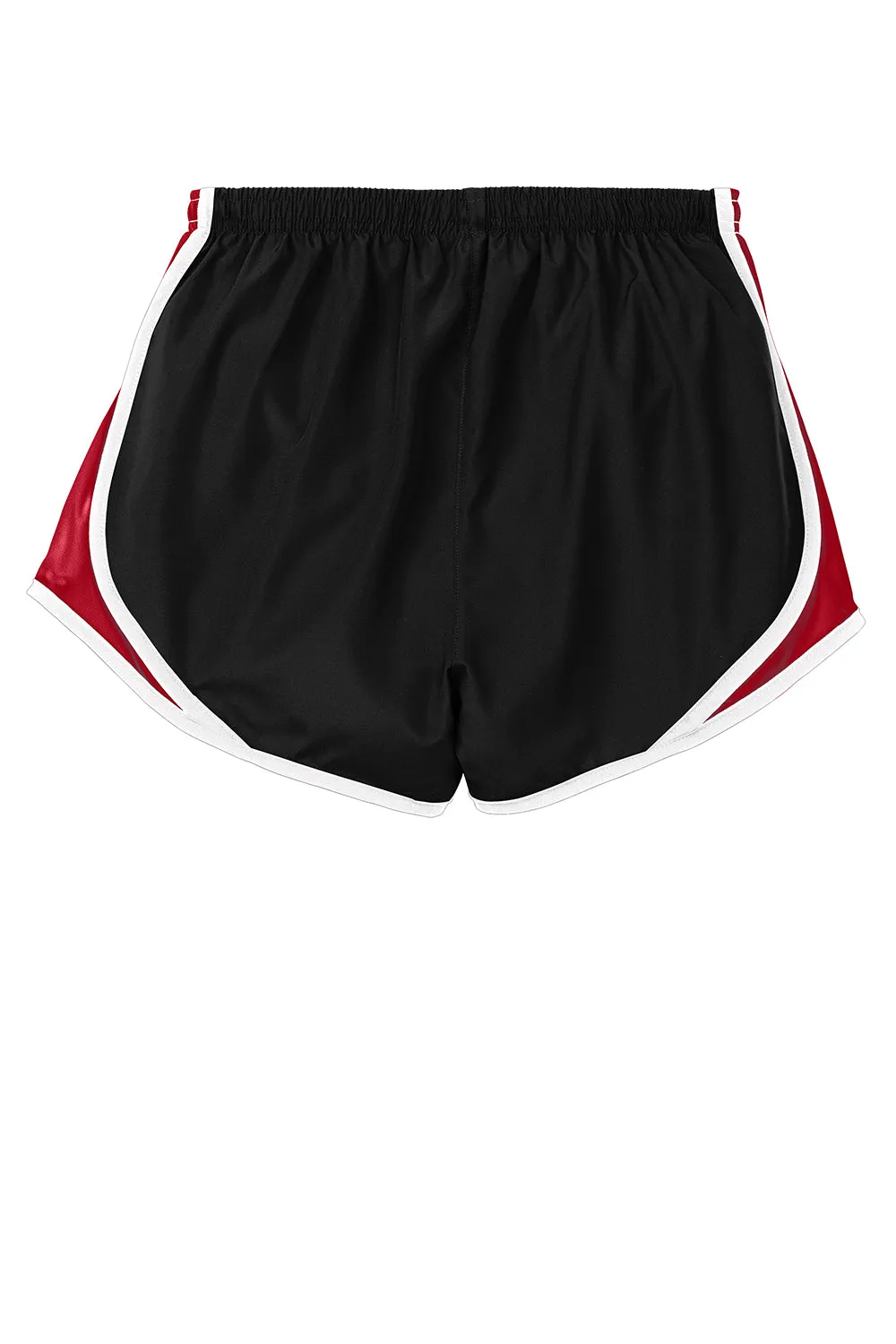 Sport-Tek Womens Cadence Moisture Wicking Shorts - Black/True Red/White