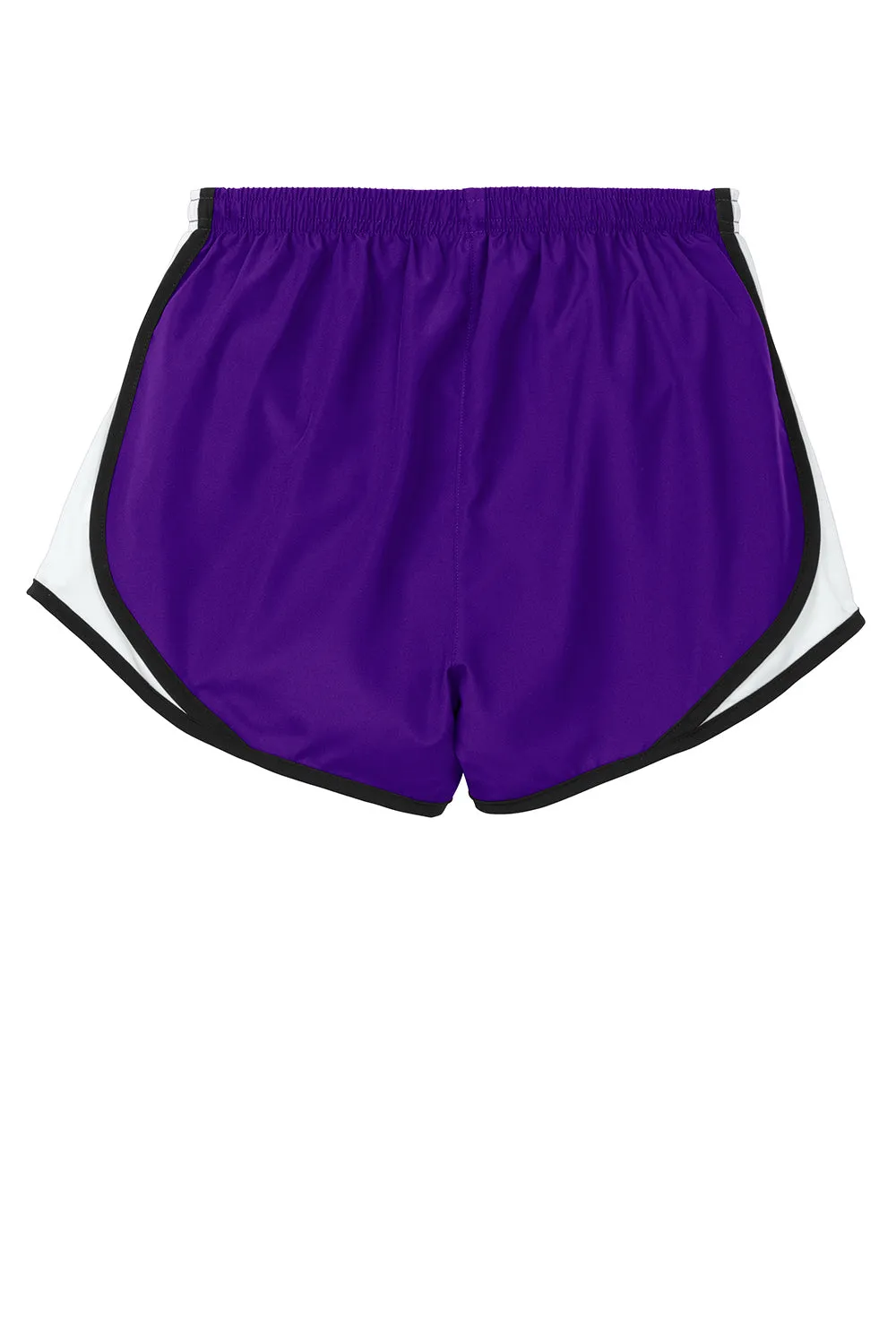 Sport-Tek Womens Cadence Moisture Wicking Shorts - Purple/White/Black - Closeout