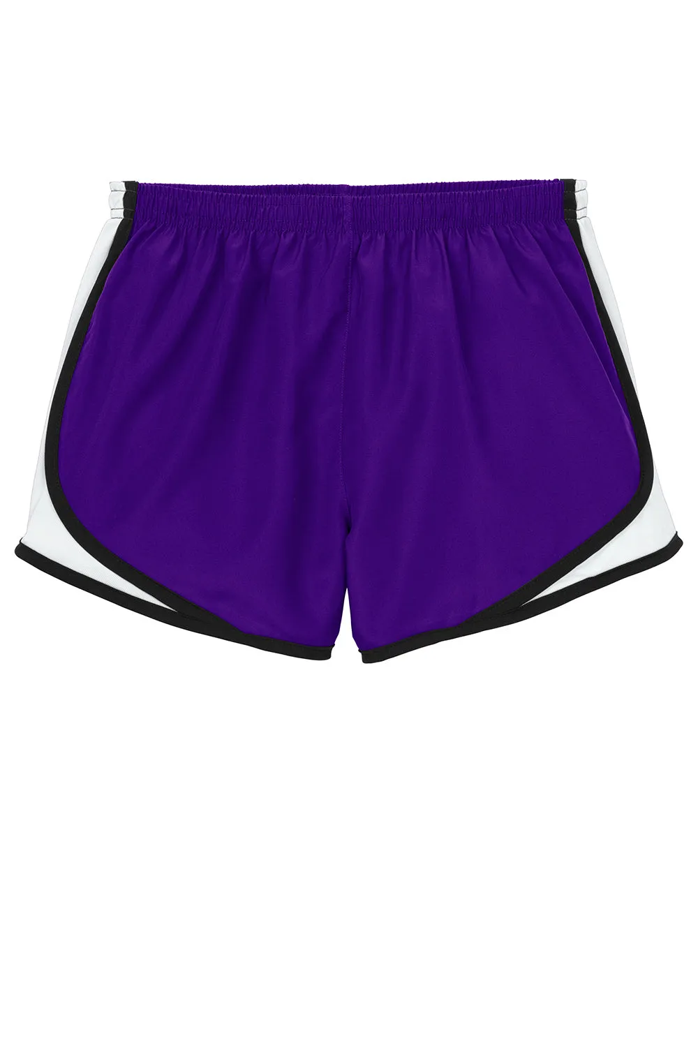 Sport-Tek Womens Cadence Moisture Wicking Shorts - Purple/White/Black - Closeout