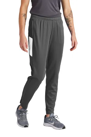Sport-Tek Womens Moisture Wicking Travel Pants w/ Pockets - Iron Grey/White
