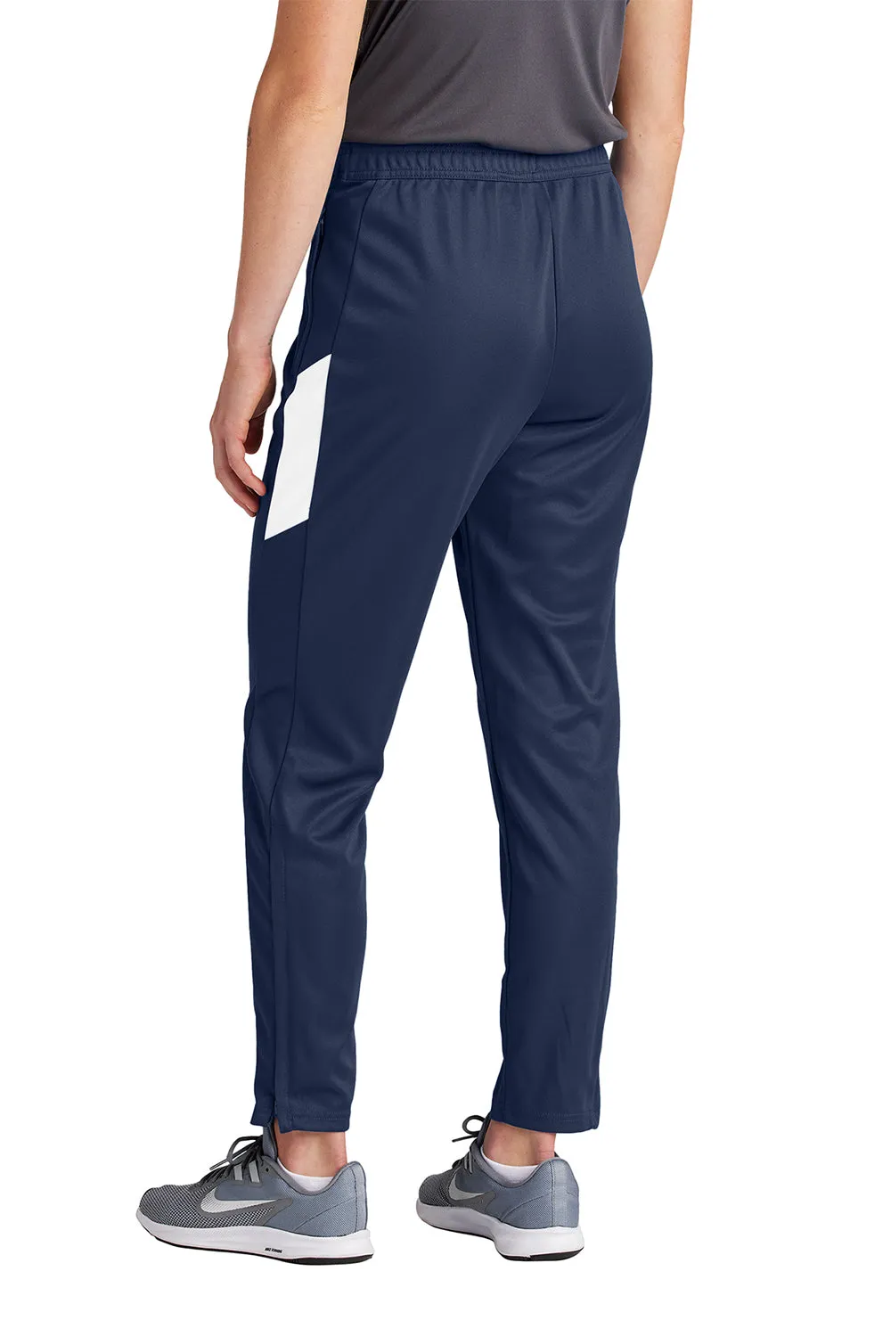Sport-Tek Womens Moisture Wicking Travel Pants w/ Pockets - True Navy Blue/White