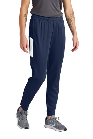 Sport-Tek Womens Moisture Wicking Travel Pants w/ Pockets - True Navy Blue/White