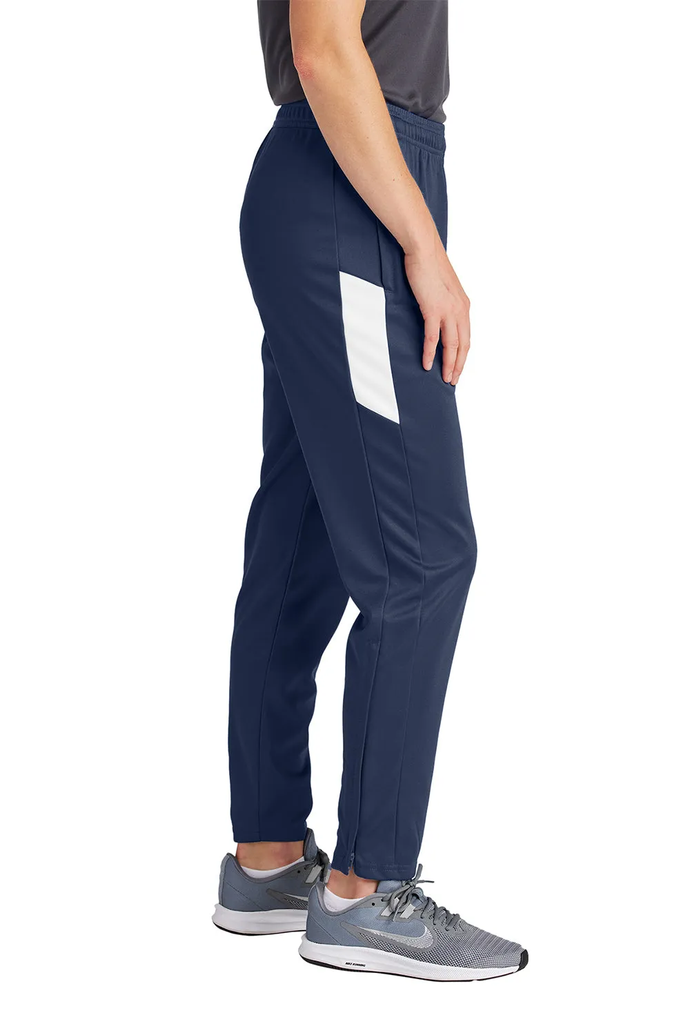 Sport-Tek Womens Moisture Wicking Travel Pants w/ Pockets - True Navy Blue/White