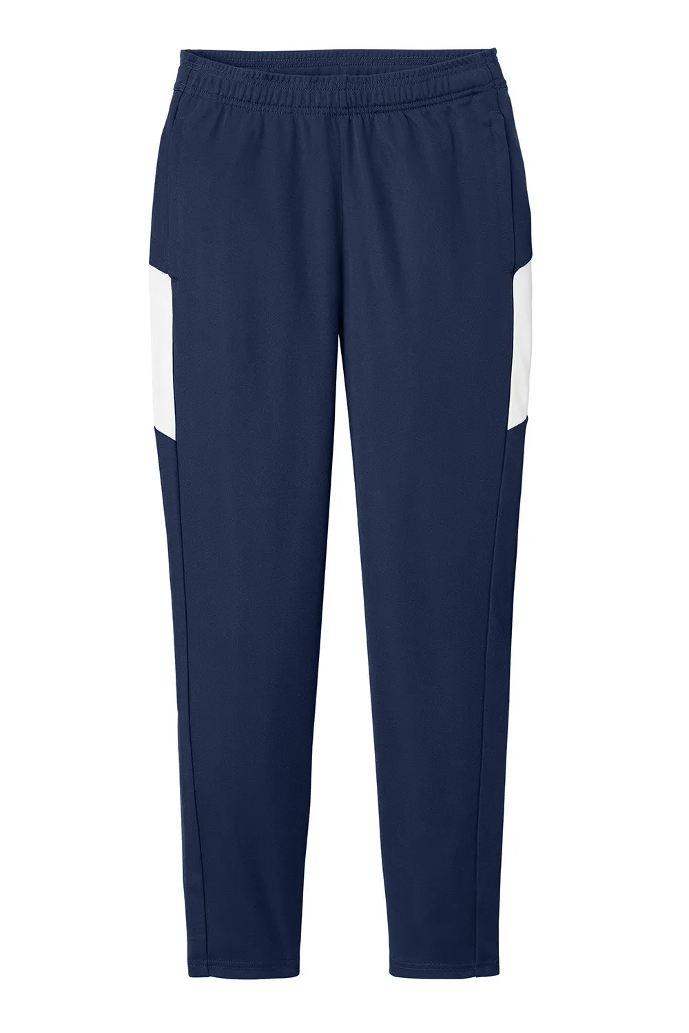 Sport-Tek Womens Moisture Wicking Travel Pants w/ Pockets - True Navy Blue/White