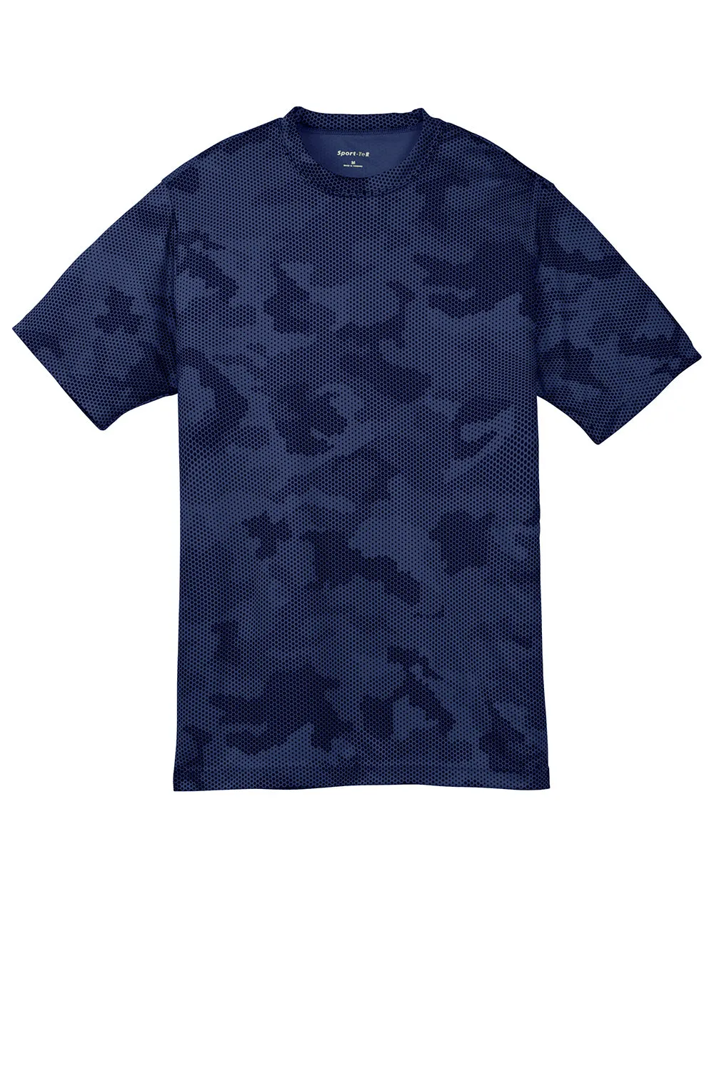 Sport-Tek Youth CamoHex Moisture Wicking Short Sleeve Crewneck T-Shirt - True Navy Blue