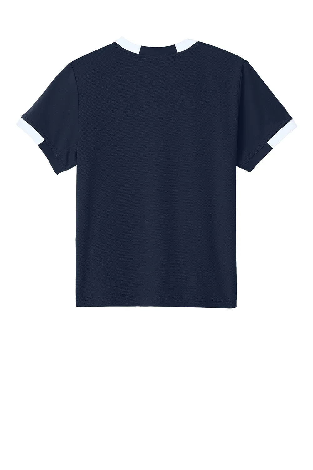 Sport-Tek Youth Club Moisture Wicking Short Sleeve Crewneck T-Shirt - True Navy Blue/White