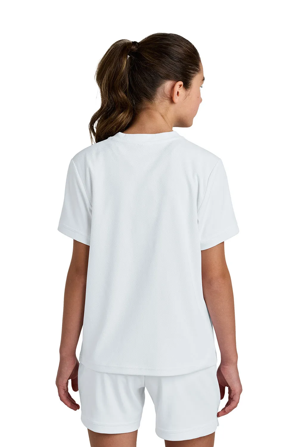 Sport-Tek Youth Club Moisture Wicking Short Sleeve Crewneck T-Shirt - White/White