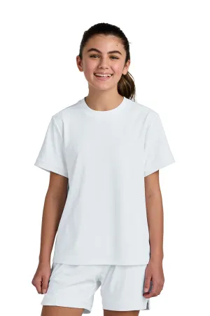 Sport-Tek Youth Club Moisture Wicking Short Sleeve Crewneck T-Shirt - White/White