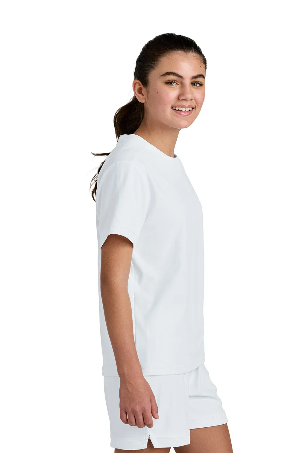Sport-Tek Youth Club Moisture Wicking Short Sleeve Crewneck T-Shirt - White/White