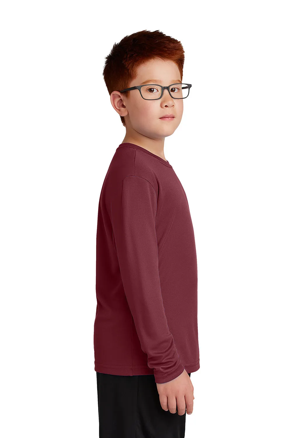 Sport-Tek Youth Competitor Moisture Wicking Long Sleeve Crewneck T-Shirt - Maroon