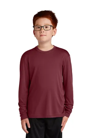 Sport-Tek Youth Competitor Moisture Wicking Long Sleeve Crewneck T-Shirt - Maroon